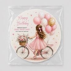 Girl baloons bike